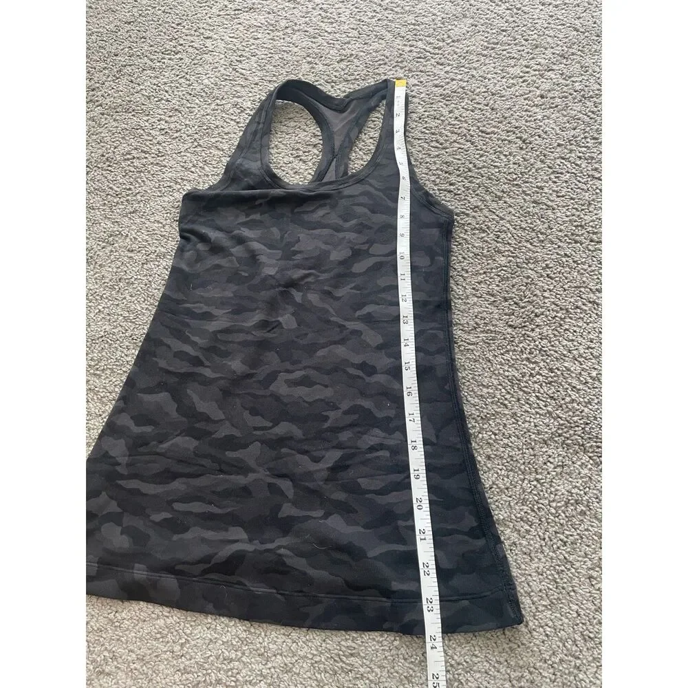 Lululemon Cool Racerback II Size 6-8 Camo Black Running Active Workout Gym